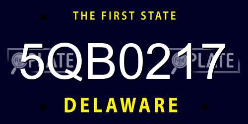 5QB0217 Delaware License Plate