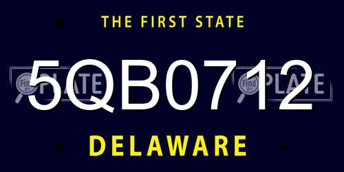5QB0712 Delaware License Plate