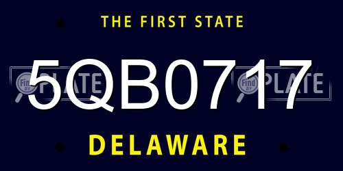 5QB0717 Delaware License Plate