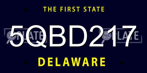 5QBD217 Delaware License Plate