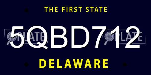 5QBD712 Delaware License Plate