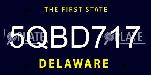 5QBD717 Delaware License Plate