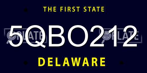 5QBO212 Delaware License Plate
