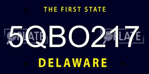 5QBO217 Delaware License Plate
