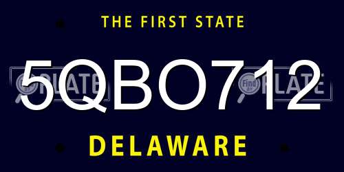 5QBO712 Delaware License Plate