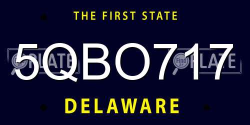 5QBO717 Delaware License Plate