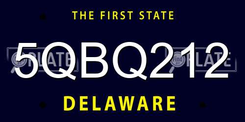 5QBQ212 Delaware License Plate