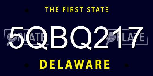 5QBQ217 Delaware License Plate