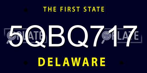 5QBQ717 Delaware License Plate