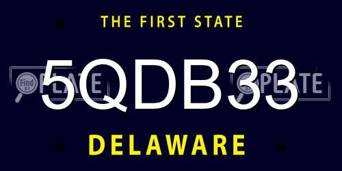5QDB33 Delaware License Plate