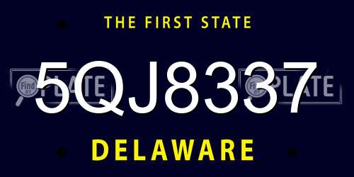 5QJ8337 Delaware License Plate