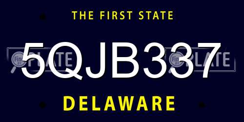 5QJB337 Delaware License Plate