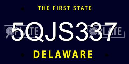 5QJS337 Delaware License Plate