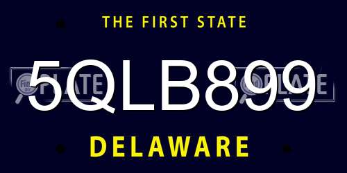 5QLB899 Delaware License Plate