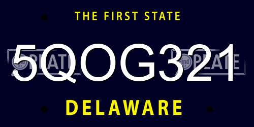 5QOG321 Delaware License Plate