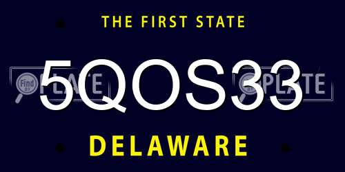 5QOS33 Delaware License Plate