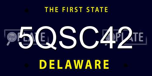 5QSC42 Delaware License Plate
