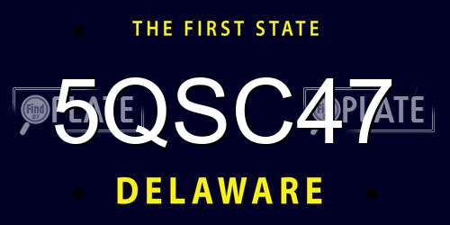 5QSC47 Delaware License Plate