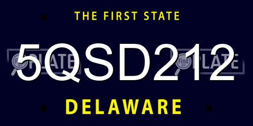 5QSD212 Delaware License Plate