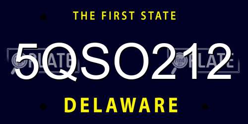 5QSO212 Delaware License Plate