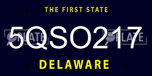 5QSO217 Delaware License Plate