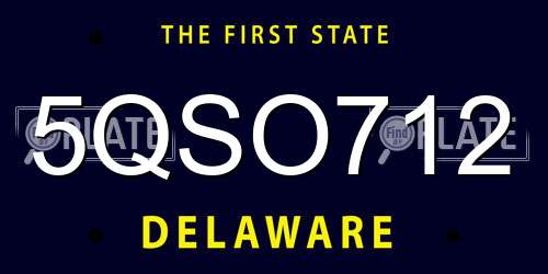 5QSO712 Delaware License Plate