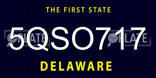 5QSO717 Delaware License Plate