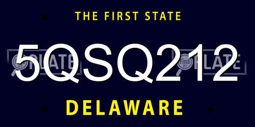 5QSQ212 Delaware License Plate