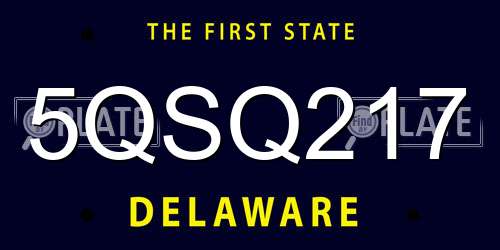 5QSQ217 Delaware License Plate