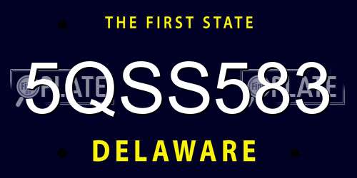 5QSS583 Delaware License Plate