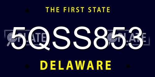 5QSS853 Delaware License Plate