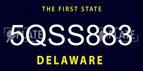 5QSS883 Delaware License Plate