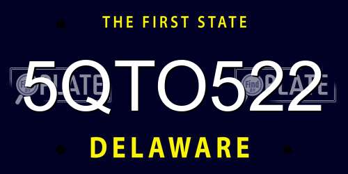 5QTO522 Delaware License Plate