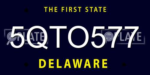 5QTO577 Delaware License Plate