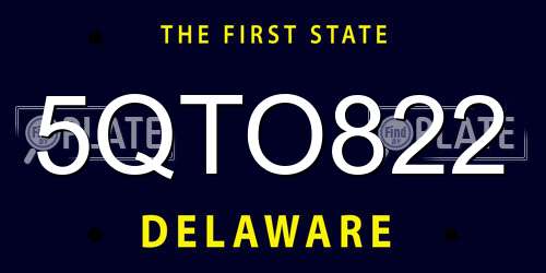 5QTO822 Delaware License Plate