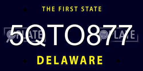 5QTO877 Delaware License Plate