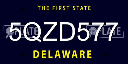 5QZD577 Delaware License Plate