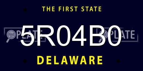 5R04B0 Delaware License Plate