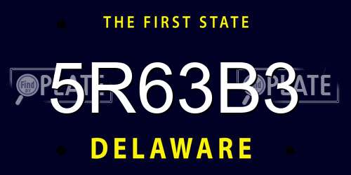 5R63B3 Delaware License Plate