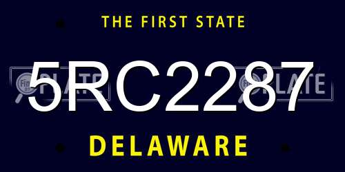 5RC2287 Delaware License Plate