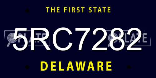 5RC7282 Delaware License Plate