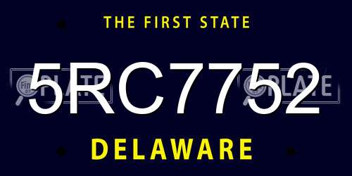 5RC7752 Delaware License Plate