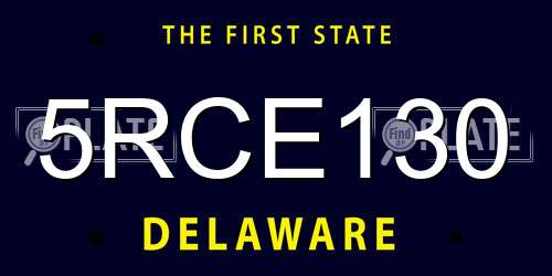 5RCE130 Delaware License Plate
