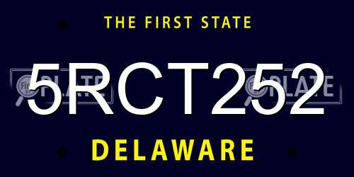 5RCT252 Delaware License Plate