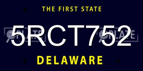 5RCT752 Delaware License Plate