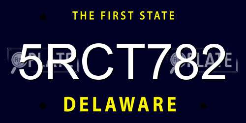 5RCT782 Delaware License Plate
