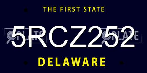 5RCZ252 Delaware License Plate