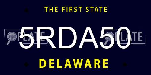 5RDA50 Delaware License Plate