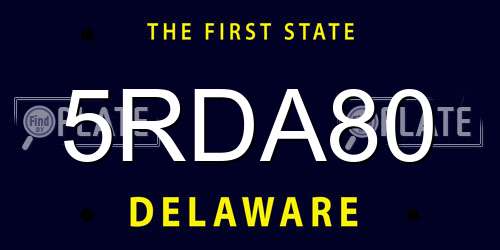 5RDA80 Delaware License Plate