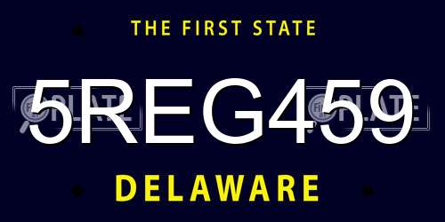 5REG459 Delaware License Plate
